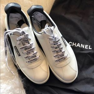NWB Chanel Leather Sneakers - White